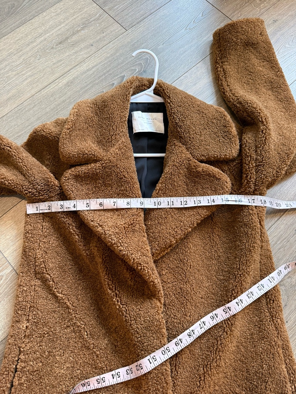 Zara Brown Teddy Faux-Shearling Mid-Length Coat Size Medium - Picture 13 of 13